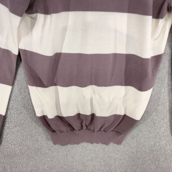 Ralph Lauren Sport Pullover Sweater Womens Size M Lavender White Striped V-Neck - Picture 10 of 11